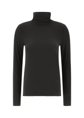 CASHMERE BLEND HIGH NECK TOP, BLACK - Leisurewear | DEHA