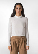 CASHMERE BLEND HIGH NECK TOP, WHITE - Tops & T-Shirts | DEHA