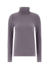 CASHMERE BLEND HIGH NECK TOP, PURPLE - Tops & T-Shirts | DEHA