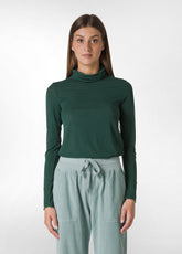 CASHMERE BLEND HIGH NECK TOP, GREEN - Leisurewear | DEHA