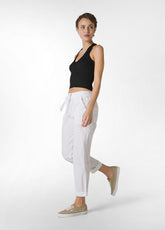 PANTALONE IN POPELINE CON COULISSE BIANCO - WHITE | DEHA