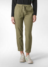 PANTALONE IN POPELINE CON COULISSE VERDE - OLIVE GREEN | DEHA