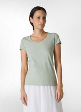 FLAMME' JERSEY V-NECK T-SHIRT - GREEN - Tops & T-Shirts | DEHA