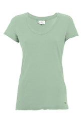 FLAMME' JERSEY V-NECK T-SHIRT - GREEN - Tops & T-Shirts | DEHA