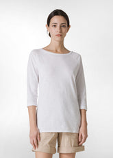 FLAMME' JERSEY 3/4 SLEEVES T-SHIRT - WHITE - Tops & T-Shirts | DEHA