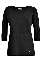 FLAMME' JERSEY 3/4 SLEEVES T-SHIRT - BLACK - Tops & T-Shirts | DEHA