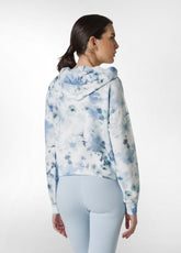 ALLOVER LIGHT VISCOSE KNOTTED HOODIE - BLUE - BLUE FLOWERS | DEHA