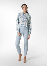 ALLOVER LIGHT VISCOSE KNOTTED HOODIE - BLUE - BLUE FLOWERS | DEHA