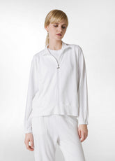 LIGHT VISCOSE FULL ZIP SWEATSHIRT - WHITE - Sweaters | DEHA