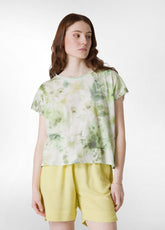ALLOVER FLAMME' JERSEY YOGA T-SHIRT - GREEN - Tops & T-Shirts | DEHA