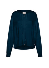 COMFORT VISCOSE FULL-ZIP HOODIE - BLUE - Sweaters | DEHA