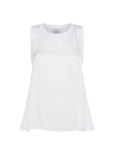 SATIN TRIMS FLOWY TOP - WHITE - Tops & T-Shirts | DEHA