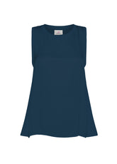SATIN TRIMS FLOWY TOP - BLUE - Denim Passion: Trousers, Skirts and Shorts | DEHA