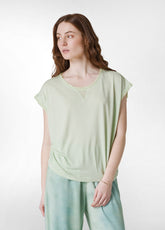 SILK BLENDED T-SHIRT - GREEN - Leisurewear | DEHA