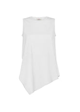 LINEN TRIMS ASYMMETRICAL TOP - WHITE - Leisurewear | DEHA
