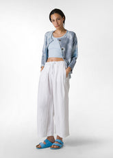 LINEN LYOCELL SLOUCHY CROP PANTS - WHITE - Linen Clothing for Women | DEHA