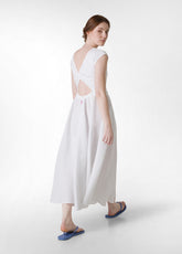 COMBINED LINEN LONG DRESS - WHITE - WHITE | DEHA