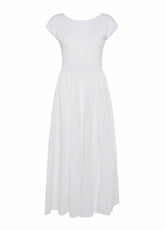 COMBINED LINEN LONG DRESS - WHITE - Leisurewear | DEHA