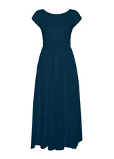 COMBINED LINEN LONG DRESS - BLUE - BLUE NIGHT | DEHA