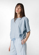 BLAUE NADELSTREIFEN-LEINENBLUSE - Abbigliamento in Lino da Donna | DEHA