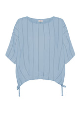 PINSTRIPED LINEN BLOUSE - BLUE - Shirts & Blouses | DEHA