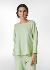 KNITTED LINEN LOOSE SWEATER - GREEN - Sweaters | DEHA