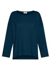 KNITTED LINEN LOOSE SWEATER - BLUE - Linen Clothing for Women | DEHA