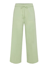 KNITTED LINEN CROP PANTS - GREEN - Leisurewear | DEHA