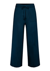 KNITTED LINEN CROP PANTS - BLUE - Pants | DEHA