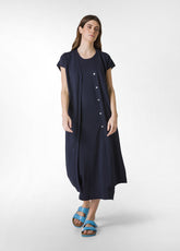 KNITTED LINEN DRESS - BLUE - Linen Clothing for Women | DEHA