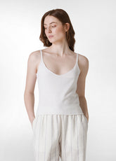 KNITTED LINEN SINGLET - WHITE - Denim Passion: Trousers, Skirts and Shorts | DEHA