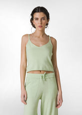 KNITTED LINEN SINGLET - GREEN - Leisurewear | DEHA