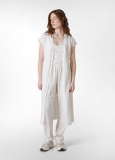 KNITTED LINEN LONG CARDIGAN - WHITE - Sweaters | DEHA