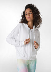 FULL-ZIP ORGANIC HOODIE - WHITE - Sweaters | DEHA