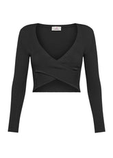 KNITTED WRAP SWEATER - BLACK - Leisurewear | DEHA