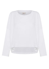 LINEN CREW NECK WITH SWEATSLEEVES - WHITE - Travelwear | DEHA