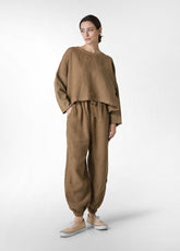 LINEN SLOUCHY PANTS - BROWN - Leisurewear | DEHA