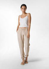 LINEN STRAIGHT PANTS - BEIGE - Leisurewear | DEHA