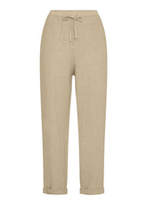 LINEN STRAIGHT PANTS - BEIGE - Linen Clothing for Women | DEHA