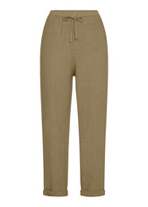 LINEN STRAIGHT PANTS - BROWN - Linen Clothing for Women | DEHA