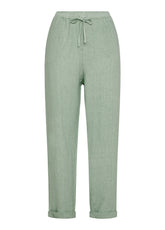 LINEN STRAIGHT PANTS - GREEN - Pants | DEHA