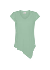 OLD DYE ASYMMETRICAL V-NECK T-SHIRT - GREEN - Tops & T-Shirts | DEHA