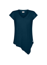 OLD DYE ASYMMETRICAL V-NECK T-SHIRT - BLUE - Denim Passion: Trousers, Skirts and Shorts | DEHA