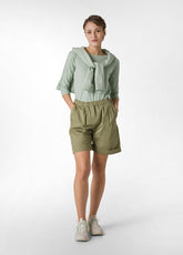 BERMUDA SHORTS IN GREEN POPLIN - Shorts | DEHA