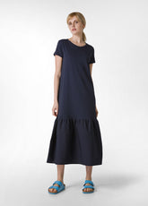 COMBINED POPLIN LONG DRESS - BLUE - Dresses, skirts and jumpsuits | DEHA