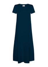 COMBINED POPLIN LONG DRESS - BLUE - BLUE NIGHT | DEHA