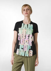 SCHWARZES FLAMM-T-SHIRT MIT SCHRIFTZUG - Tops & T-Shirts | DEHA