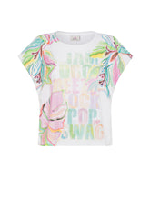GRAPHIC LETTERING WIDE T-SHIRT - WHITE - Tops & T-Shirts | DEHA
