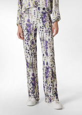 HIGH WAIST FLARED ALLOVER PANTS - PURPLE - LILAC SPOTTED | DEHA