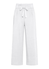 LINEN HIGH WAIST CROPPED PANTS - WHITE - WHITE | DEHA